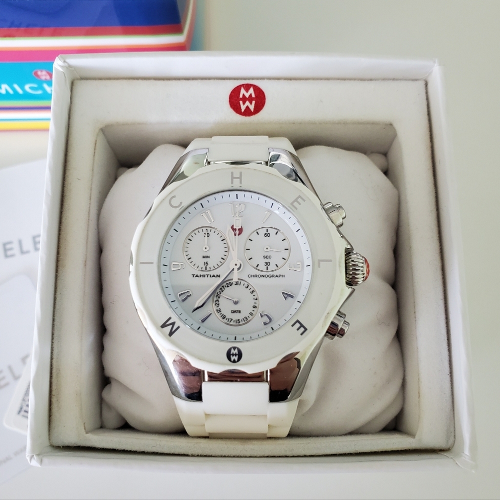 MICHELE Jelly Bean Watch MWW12F000001 Stainless Steel 39mm w/ NEW Battery!!!